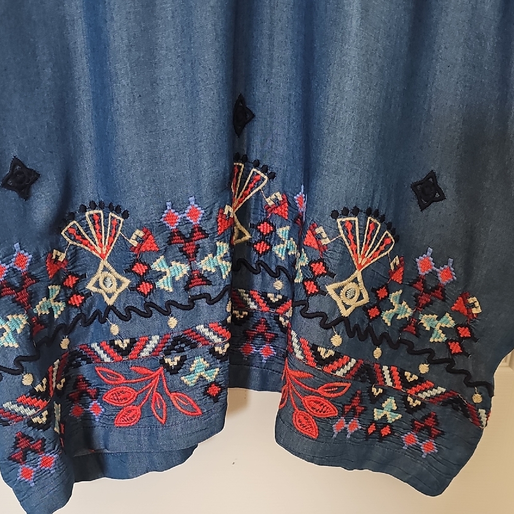 Johnny Was Piper Shirt Tail Kimono Boho Embroidered Large Preowned - Picture 6 of 14
